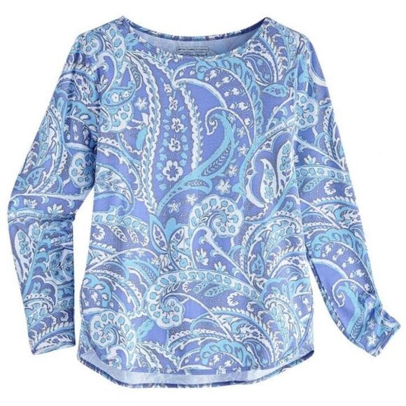 Coolibar Tops - Coolibar Heyday Side Split Shirt Women's Small Long Sleeve Blue Paisley UPF 50+